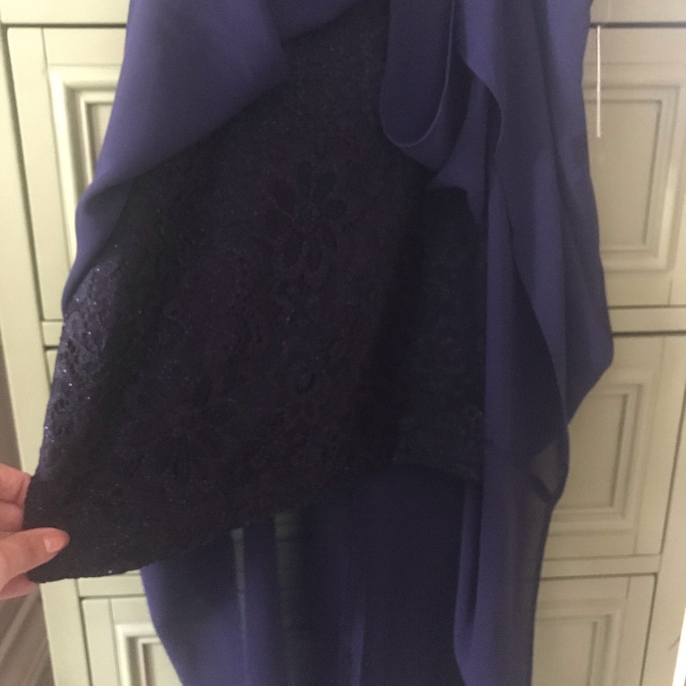 Ally B two piece high low, navy lace dress NWT